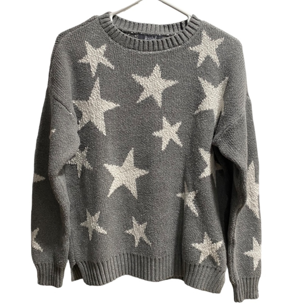 Women’s Marled Reunited Clothing Grey &‎ White Star Sweater, size Large